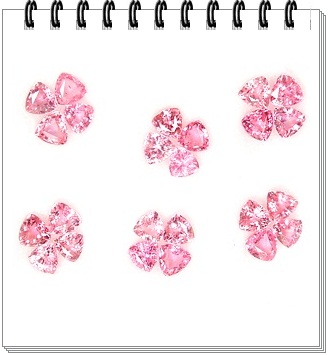 ปาปิยอง 3.2 มิล Pink Sapphire จัดเซ็ท 24 เม็ด หนักรวม 3.43 กะรัต โทนสีชมพูสีปานกลางจนถึงเข้มปนๆกัน เนื้อดี สะอาดไม่มีตำหนิ รูปร่างสามเหลี่ยม