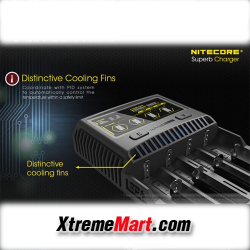 เครื่องชาร์จ Nitecore SC4 Superb Charger จอ LCD ชนิด 4 ราง แยกชาร์จอิสระ Output 3A, 6A รุ่นชาร์จเร็ว ชาร์จผ่าน USB ได้