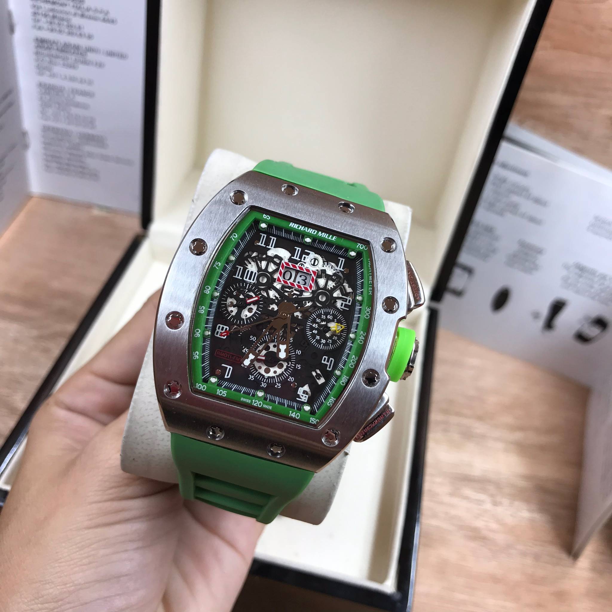 นาฬิกา Richard Mille RM011-FM Silver green - Mirror Swiss
