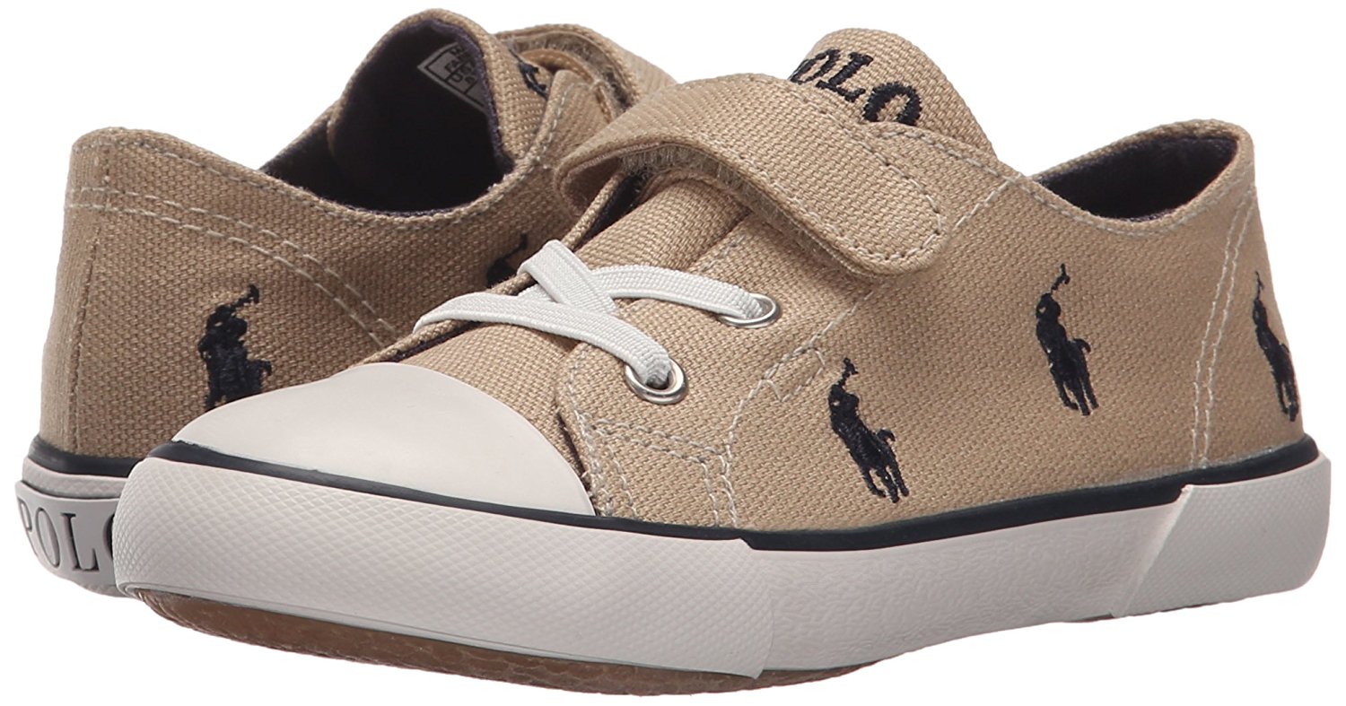 รองเท้าผ้าใบสำหรับเด็ก Polo Ralph Lauren Kids Kody Khaki / Navy Canvas Sneaker for Toddler (17CM)