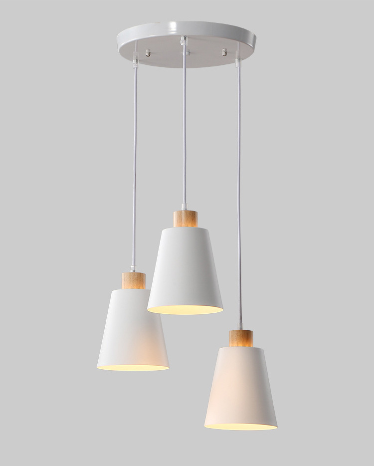 โคมไฟแขวนเพดานสีขาวหัวไม้ทรงแก้วน้ำคว่ำสไตล์โมเดิร์น-มินิมอล กว้าง12.5cm [W-5010]