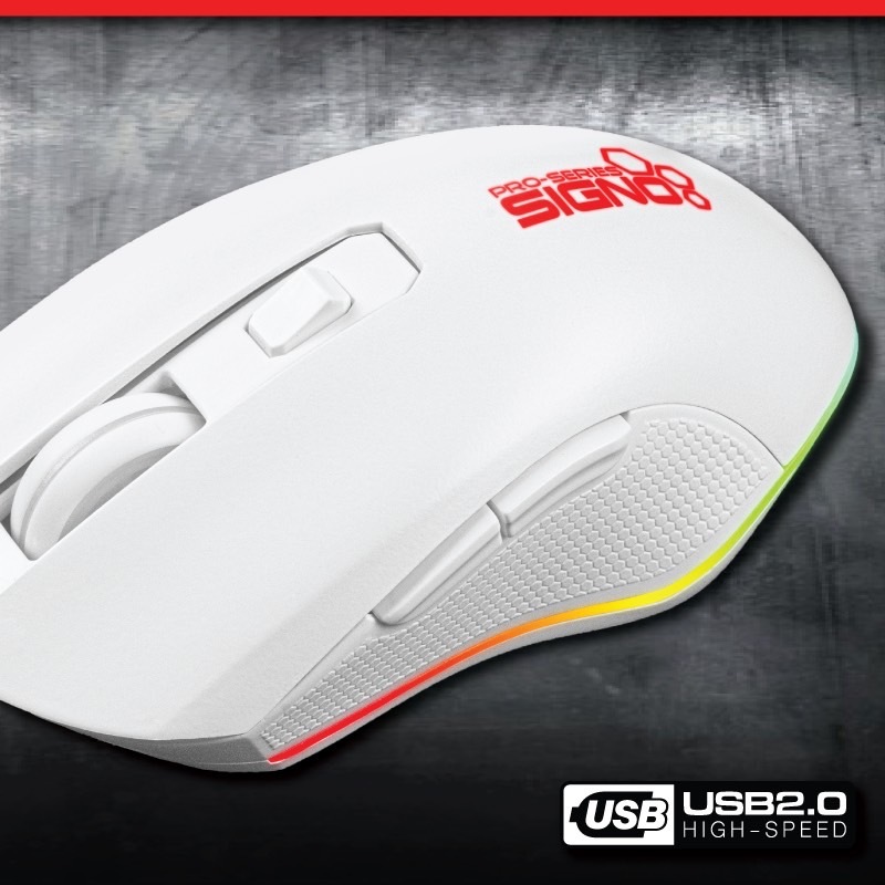 เมาส์มาโคร SIGNO GM-907W Macro Gaming Mouse เมาส์เกมมิ่ง ประกัน 1 ปี - สีขาว