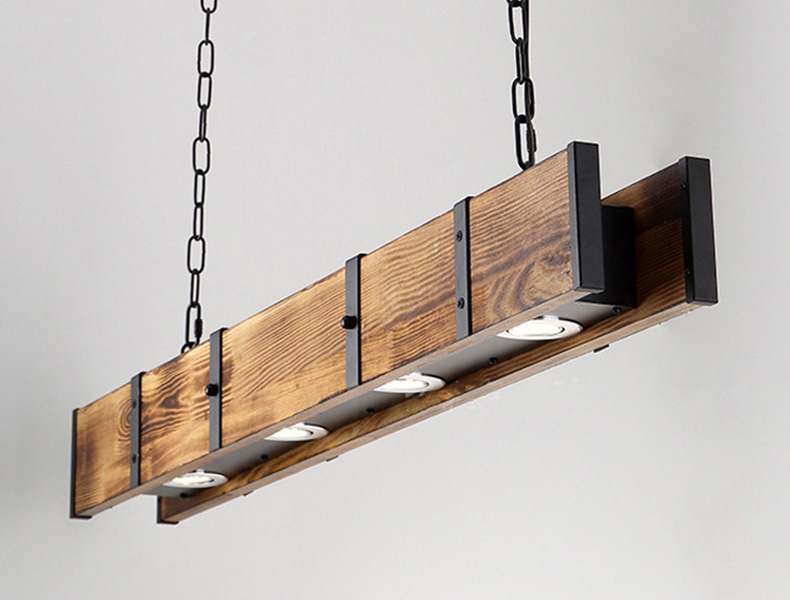โคมไฟแขวนเพดานไม้เนื้อแข็งทรงแผ่นไม้เรือเก่าสไตล์ industrial [DD008]