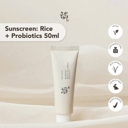 Beauty of Joseon Relief Sun : Rice + Probiotic SPF50+ PA++++ 50mL ครีมกันแดดออร์แกนิค BOJ ให้การปกป้องผิวสูงสุดอย่างอ่อนโยน พร้อมให้ความขุ่มชื้น อิ่มฟู ดูผิวสวย ซึมไว ไม่เป็นคราบ