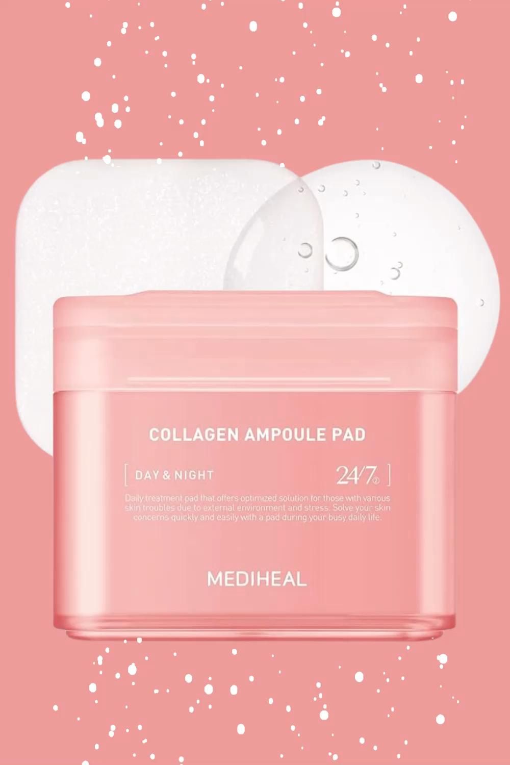 (ฉลากไทย ชมพู) Mediheal Collagen Ampoule Pad 170mL 100 แผ่น เมดิฮีลโทนเนอร์แพด สูตรกระชับผิวหย่อนคล้อย จัดการริ้วรอยร่องลึก