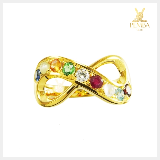 แหวนทองนพเก้าแท้ ทรง Infinity เสริมบารมี มงคลโชคลาภ (สามารถสั่งทำได้ค่ะ)