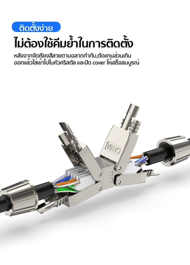 ขั้วต่อความยาวสายแลน (แบบตัว RJ45) Shieldedสำหรับงานวิศวกรรมและทั่วไป LX-C6A601