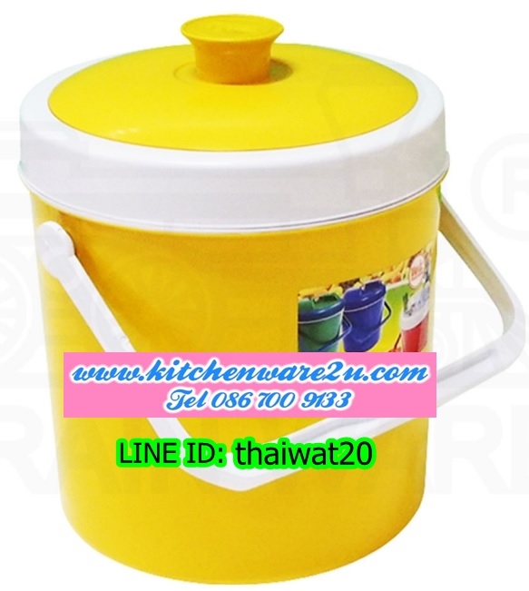 P09288 กระติก 4 ลิตร สีเหลือง (กว้าง 23 x ยาว 23 x สูง 28 ซม.) เกรดเอ No.154 (ราคาส่งต่อ 1 โหล: 12 ใบ:เฉลี่ย 80 บต่อใบ)