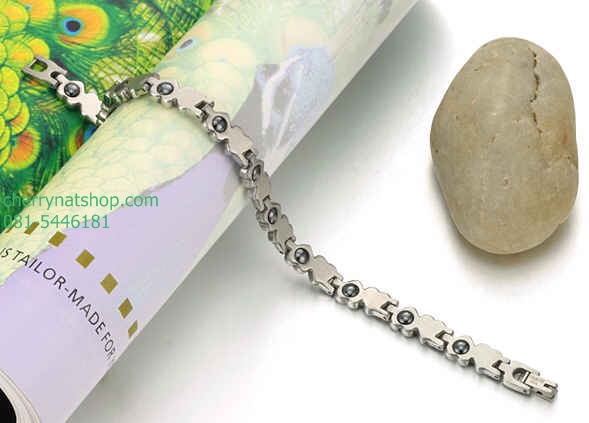 พร้อมส่งสร้อยข้อมือแม่เหล็กเพื่อสุขภาพ ,สร้อยไทเทเนียมเจอรเมเนียม, สร้อยประจุลบ รุ่นF