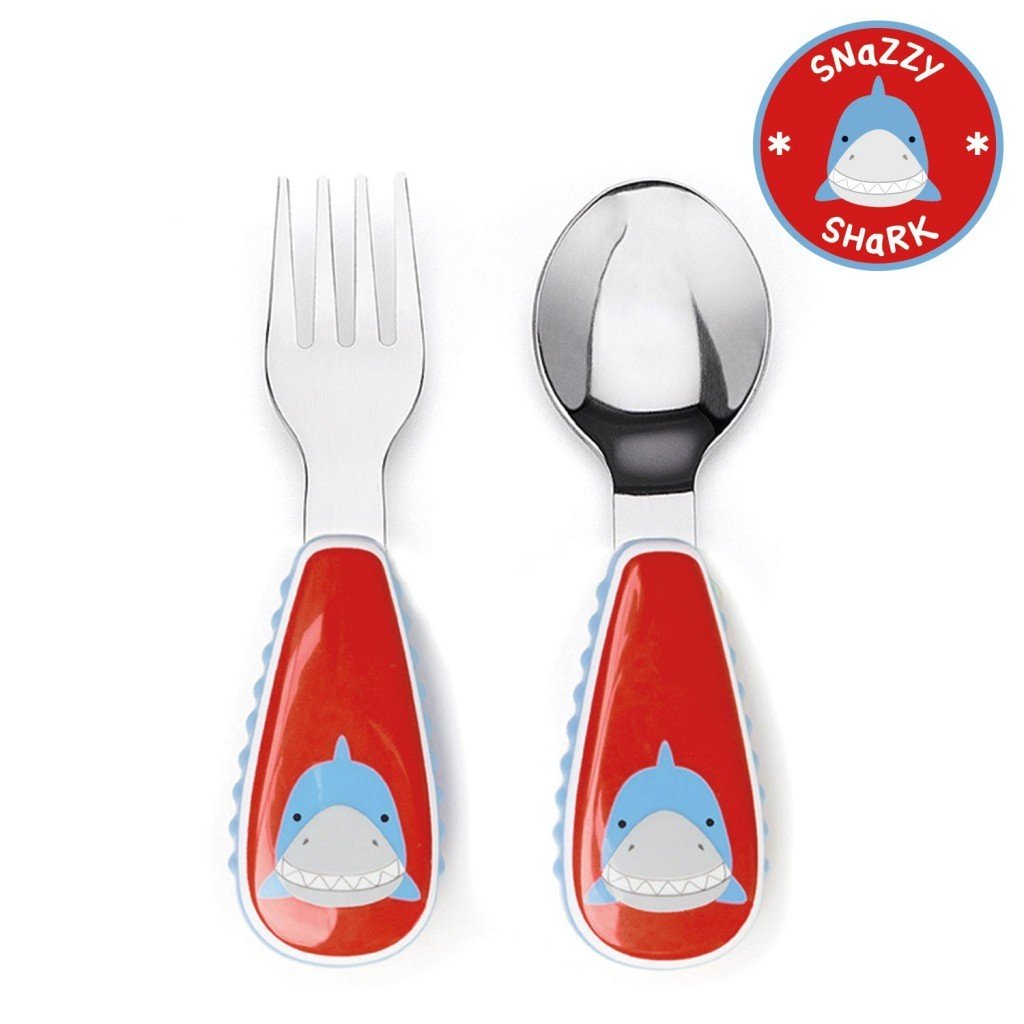 ชุดช้อนและส้อมสำหรับเด็กสุดน่ารัก Skip Hop รุ่น Zootensils Little Kids Fork & Spoon (Shark)