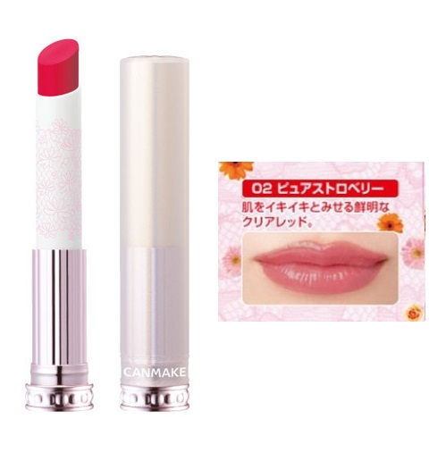 Canmake Jelly Stick Gloss #2 Pure Strawberry ลิปกลอสที่ให้เม็ดสีสวยสดเหมือนทาลิปสติก ผสมเอสเซนส์บำรุงริมฝีปากถึง 91% ทำให้ปากไม่แห้งตึง