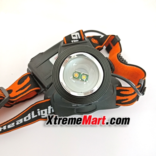 ชุดเชตไฟฉายคาดหัวซูม 2 หลอดคู่ ปรับองศาได้ แสงขาว+แสงเหลือง รุ่น ZJ-33-38000W Cree Q5 Dual Light Source Zoom Headlamp
