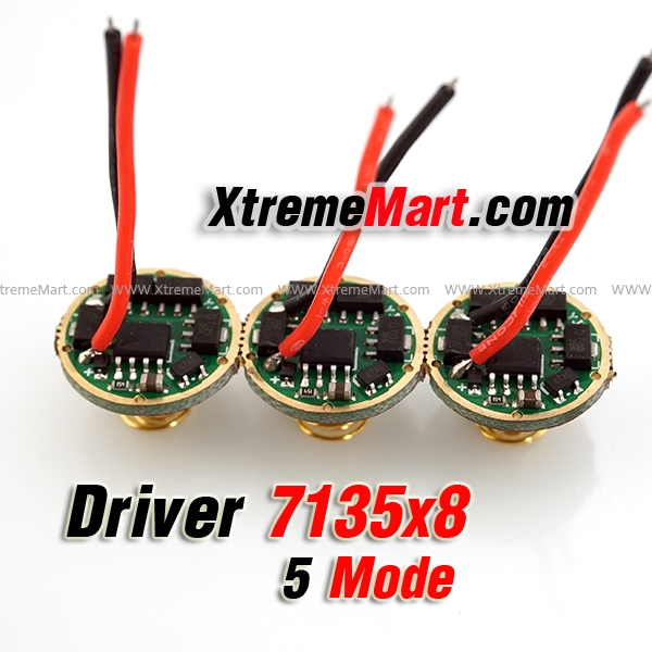 วงจร Circuit Driver AMC7135 x8 flashlight 17mm Board 3A for Cree T6 U3 U2 V3 V5 V6 LED