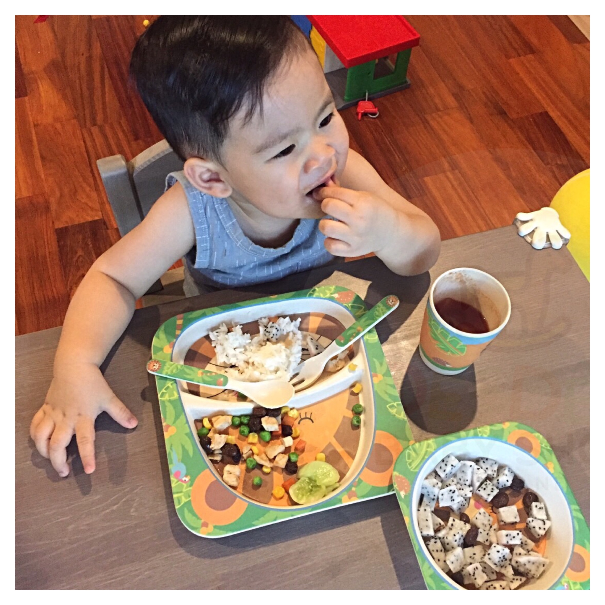 ชุดรับประทานอาหารปลอดสารพิษจากเยื่อไผ่ธรรมชาติ Yookidoo Natural Bamboo Fiber Kid Picnic Set (Lion)