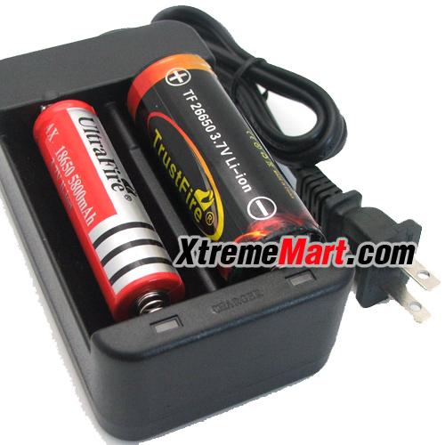 เครื่องชาร์จแบตเตอรี่ Li-ion 18650 หรือ 26650 x2ช่อง มีสาย AC