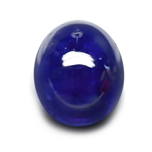Blue Sapphire พลอยรูปไข่หลังเบี้ย Oval Cabochon หนัก 5.48 กะรัต สีน้ำเงินเข้ม สีสวย ไม่ติดดำ ความสะอาดมีตำหนิภายในเม็ด ผิวเรียบเนียน