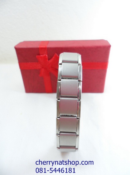 พร้อมส่งสร้อยข้อมือไทเทียม แร่Germaniumรุ่น A ขอบเงิน
