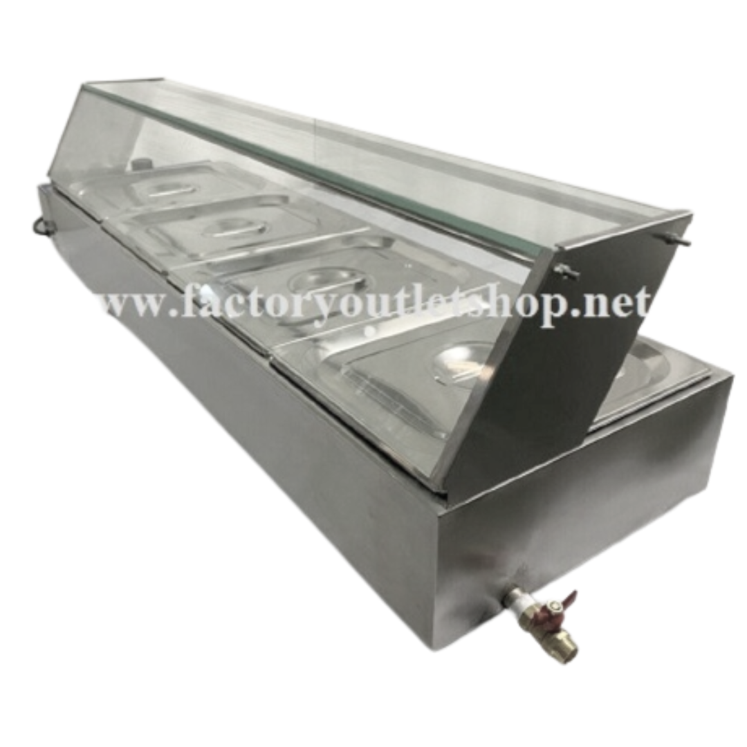 เคาเตอร์อุ่นอาหารไฟฟ้า 4 ช่อง ตู้อุ่นข้าวแกง ตู้โชว์อุ่นข้าวแกง Bain Marie