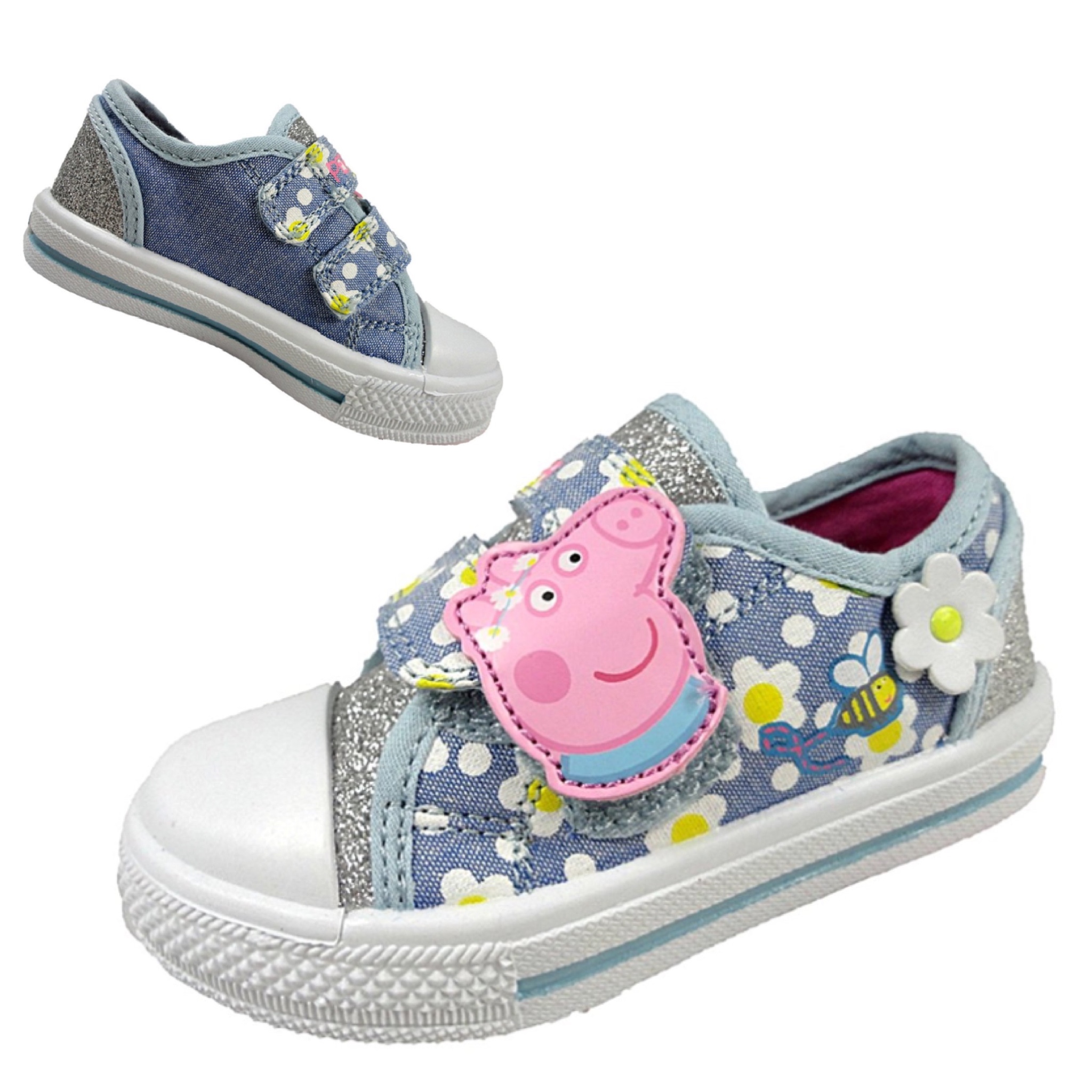 รองเท้าผ้าใบสำหรับลูกสาว Peppa Pig Canvas Trainers for Girls (Blue Roseland)