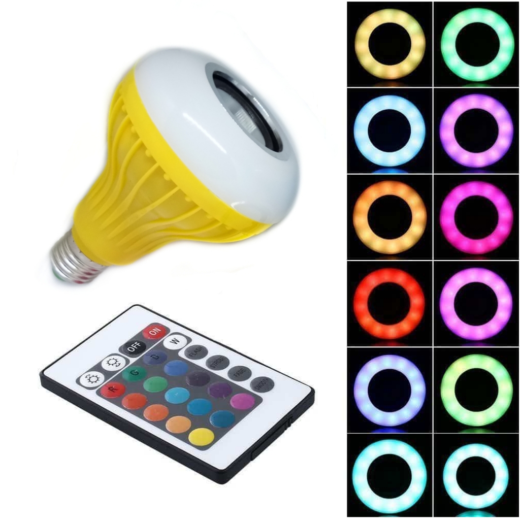 หลอดไฟLEDบลูทูธลำโพงในตัวเปลี่ยนไฟได้ควบคุมด้วยรีโมทคอนโทรล