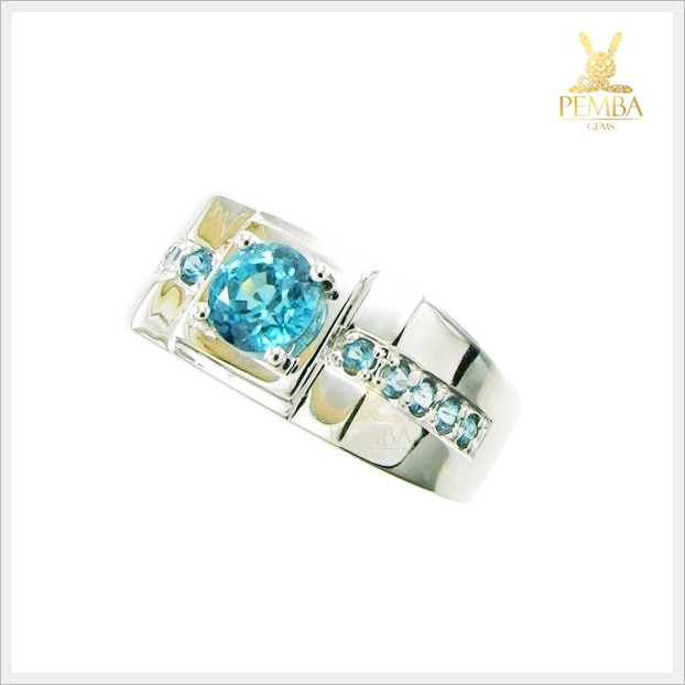 แหวนเพทายแท้ เงินแท้ ชุบทองคำขาว เสริมอำนาจบารมี แหวนพลอยแท้