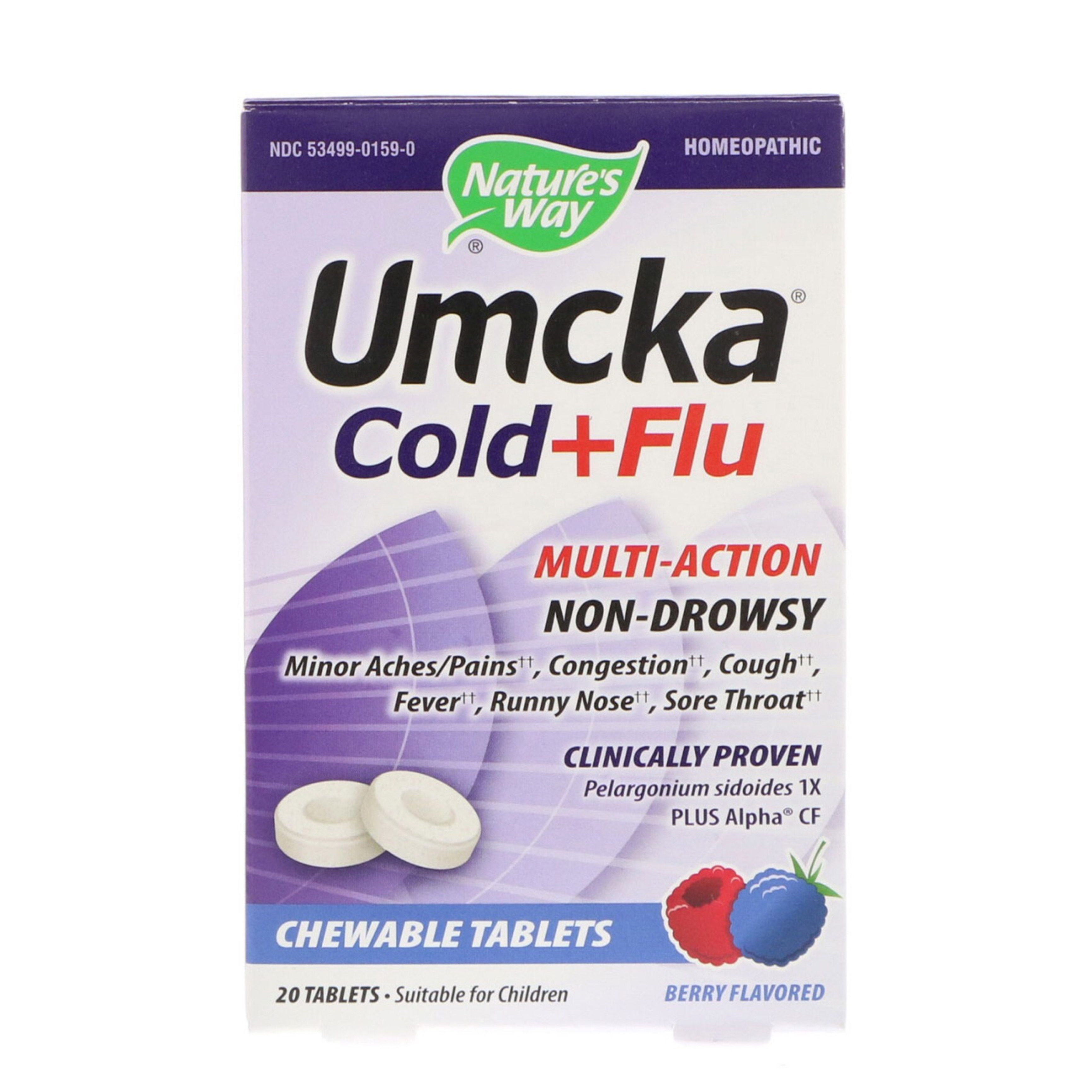 วิตามินบรรเทาอาการหวัดชนิดเม็ดเคี้ยว Nature's Way Umcka Cold+Flu Chewable Tablets (Berry)
