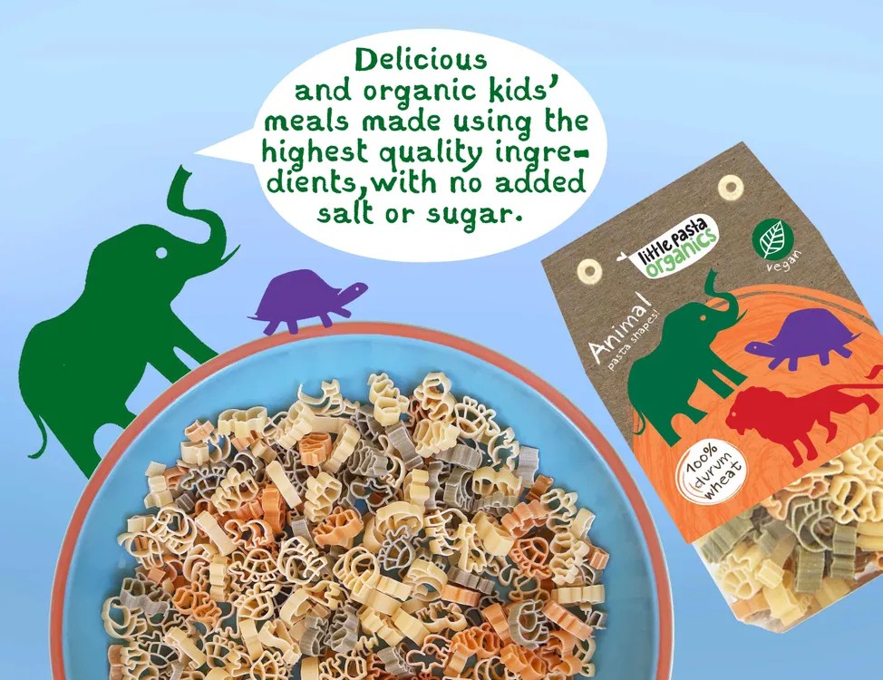เส้นพาสต้าดูรัมโฮลวีทออแกนิกสำหรับเด็ก Little Pasta Organics Pasta Shapes (Animal)