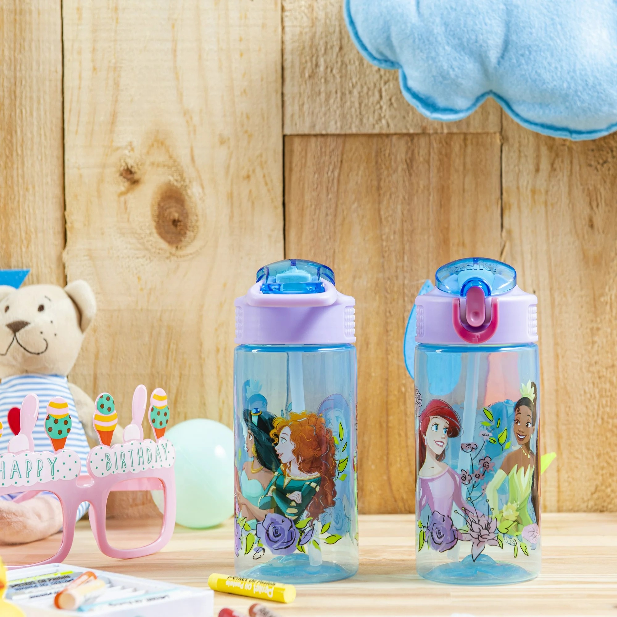 กระติกน้ำพร้อมหลอดดื่มสำหรับเด็ก Zak! Disney Princess 16 Oz. Reusable Water Bottle with Straw