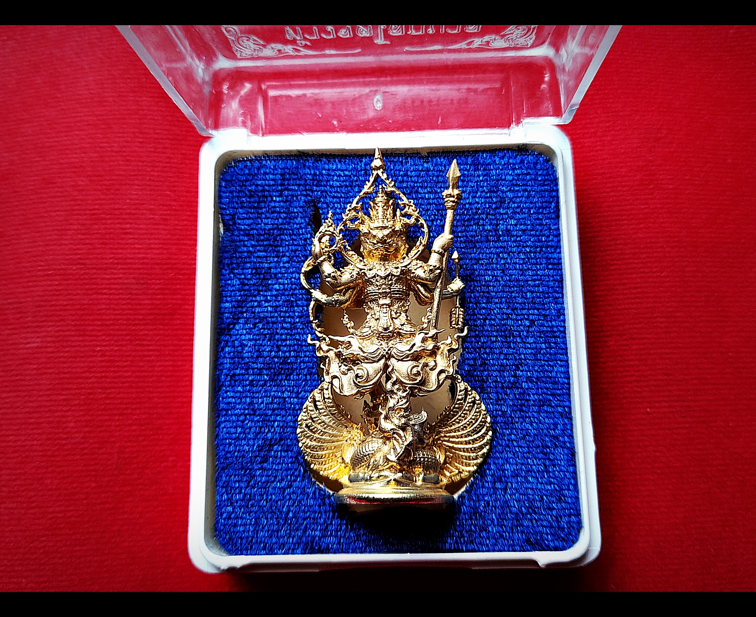รูปหล่อ ท้าวมหาราชทั้ง4(ท้าวจตุโลกบาล) ทรงประทับบน ราหู เนื้อทองทิพย์ เต็มสูตร งานเน้นรายระเอียดปราณีต (ขนาดสูง5ซม) - (ราหู มี ปีกเป็นครุฑ มี ลำตัวเป็นพญานาค) ปลุกเสก ปี2563 #รับประกันแท้