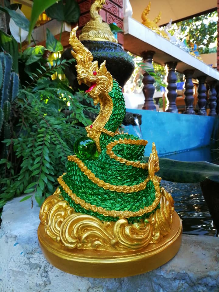 รูปหล่อ พญานาค พญามุจลินท์นาคราช พร้อมลูกแก้ว (งานหล่อเรซิ่นคุณภาพเกรดA) (สูง10.9 ฐานกว้าง7.5 นน.2.5กก) (ขายปลีก ขายส่ง)