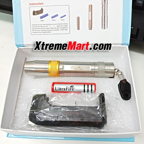 ไฟฉายส่องอัญมณี Ultrafire-BK53 12000W UV/Yellow Light Gem Jewelry Torch Jade Appraisal Flashlight (Silver)