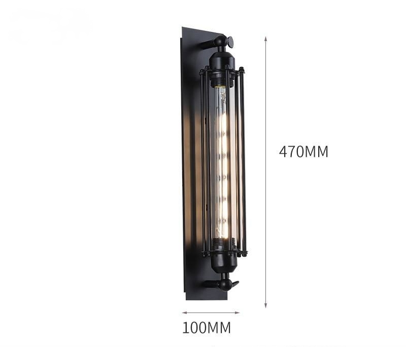 โคมไฟติดผนังภายในเหล็กสีดำสไตล์ Loft ทรงยาวพร้อมหลอด LED T300 [BK1016-W-1L]
