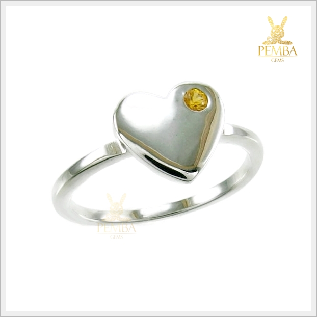 แหวนบุษราคัมแท้ เม็ดเดี่ยว เงินแท้ ชุบทองคำขาว ดีไซน์สวยเก๋ แหวนพลอยแท้