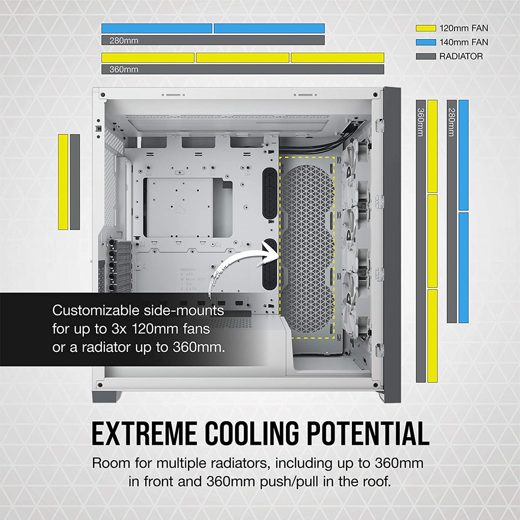 Corsair iCUE 5000X RGB Tempered Glass Mid-Tower ATX PC Smart Case - Black/White