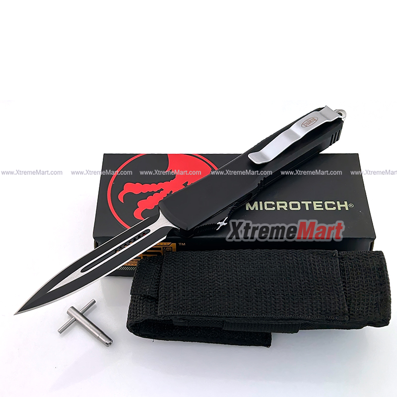 มีดสปริงขนาดกลาง Microtech (New Ultratech) คม2ด้าน ใบดำ Combat Troodon ...