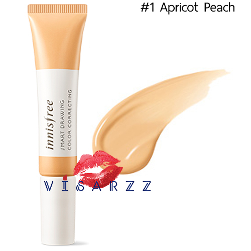(#1 Apricot Peach) Innisfree Smart Drawing Color Correcting 12mL เบสช่วยปรับสภาพสีผิวที่หมองคล้ำในจุดต่างๆ ให้สม่ำเสมอ สว่าง กระจ่างใสมากขึ้น เนื้อบางเบา ติดทนนาน มาในรูปแบบบรัชเพนแปรงปากกาใช้งานง่าย