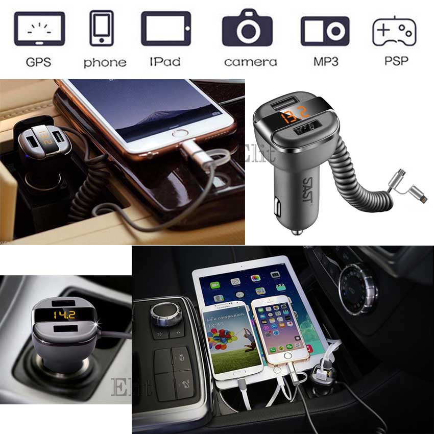 Elit ที่ชาร์จมือถือในรถ ชาร์จเร็ว 2ช่อง ที่ชาร์จในรถแบบ USB Car Charger Quick Dual USB 3.4A