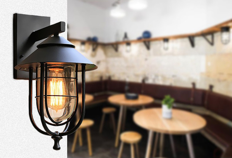 โคมไฟติดผนังภายนอก-ภายในเหล็กดัดสไตล์ European มีครอบแก้ว[WK6042]