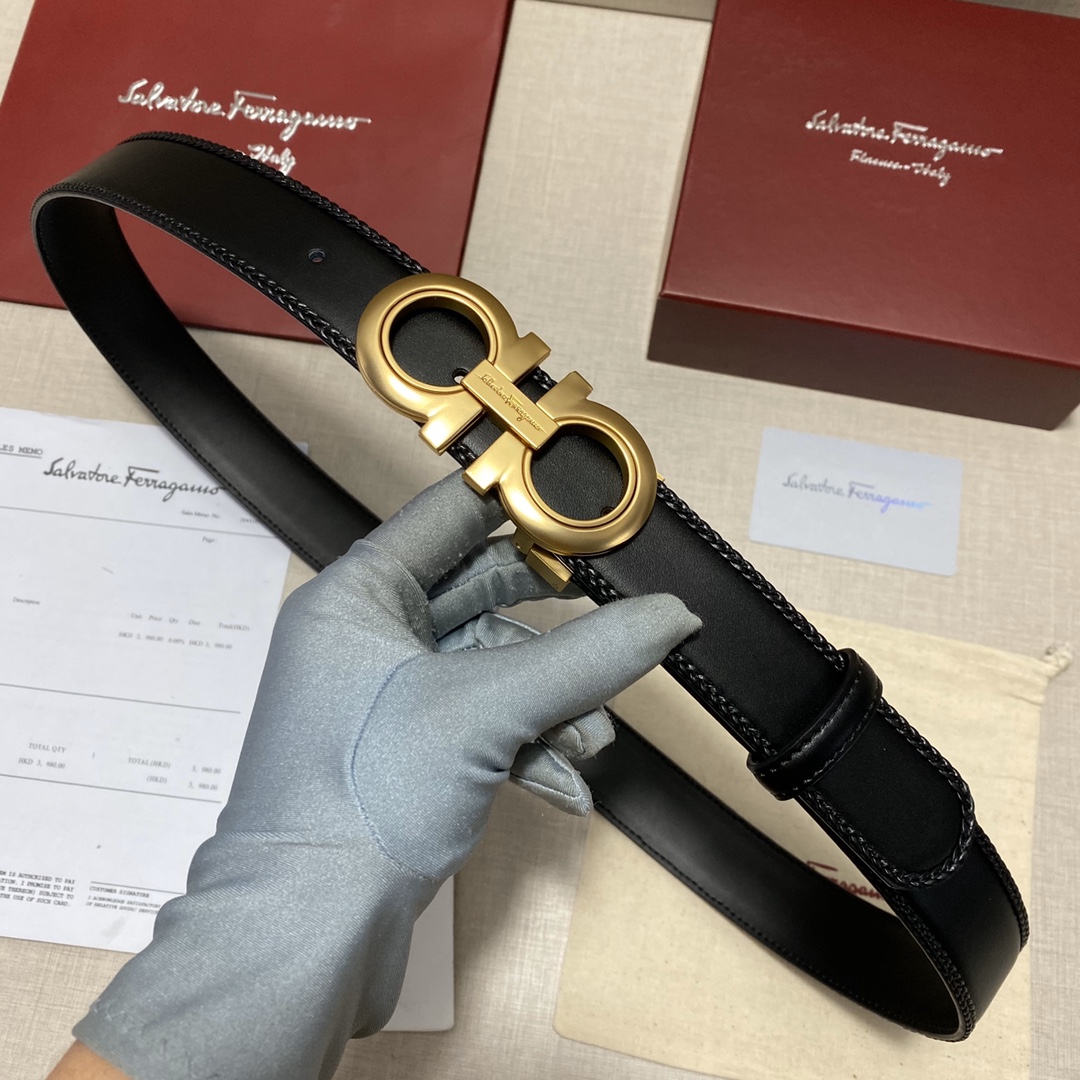 เข็มขัด ferra หัวสีเงิน ทอง ดำ
