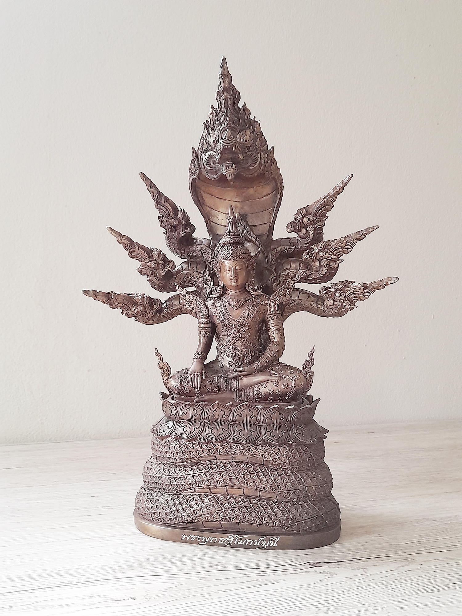 รูปหล่อ พระพุทธรูป สมเด็จองค์ปฐม ทรงเครื่องจักพรรดิ์ ปางพระนาคปรก (พระพุทธวิโมกข์มุนี หน้าตัก 5นิ้ว) ปี2560 #รับประกันแท้ - หลวงพ่อหนุน วัดพุทธโมกข์