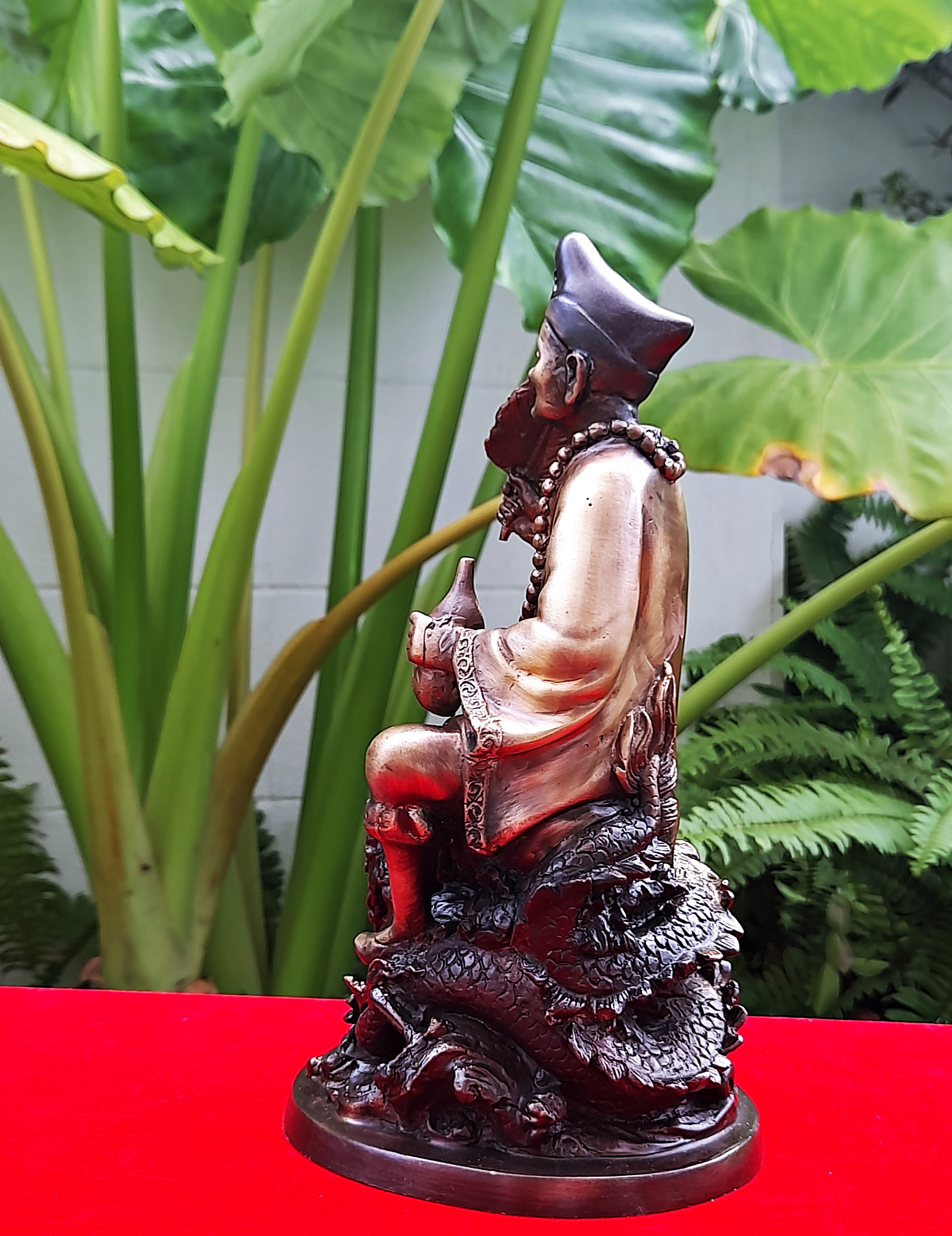 รูปหล่อ พระจี้กง นั่งมังกร เนื้อทองเหลือง (ขนาดตั้งบูชา ฐาน5นิ้ว สูง9.5นิ้ว) ปี2564 #รับประกันแท้ - หลวงพ่อบ๊ะ วัดโพธิ์ลังกา ปลุกเสกเดี่ยว