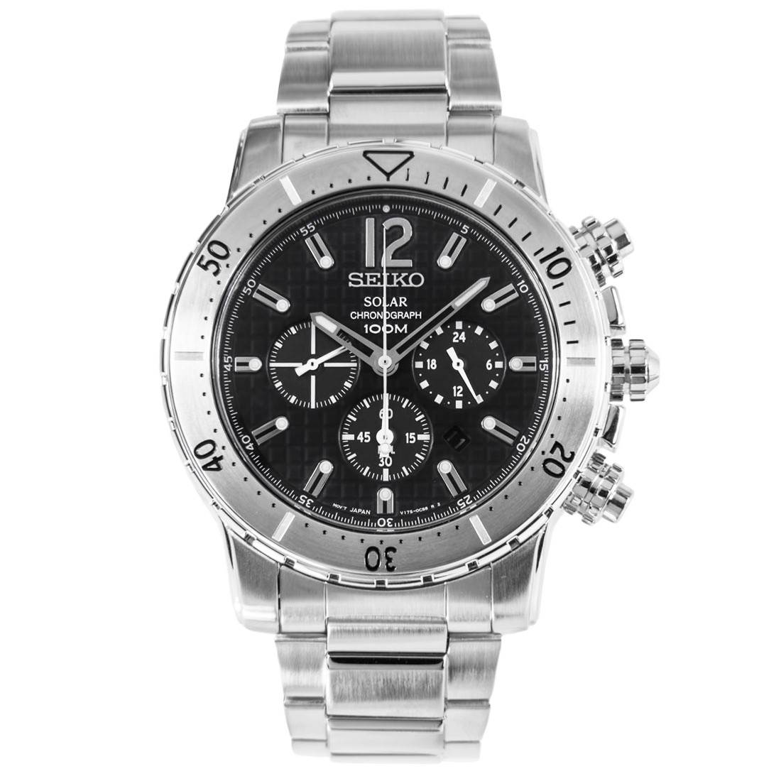 Seiko SSC223P1 Solar Black Dial Stainless Steel Chronograph Men's Watch