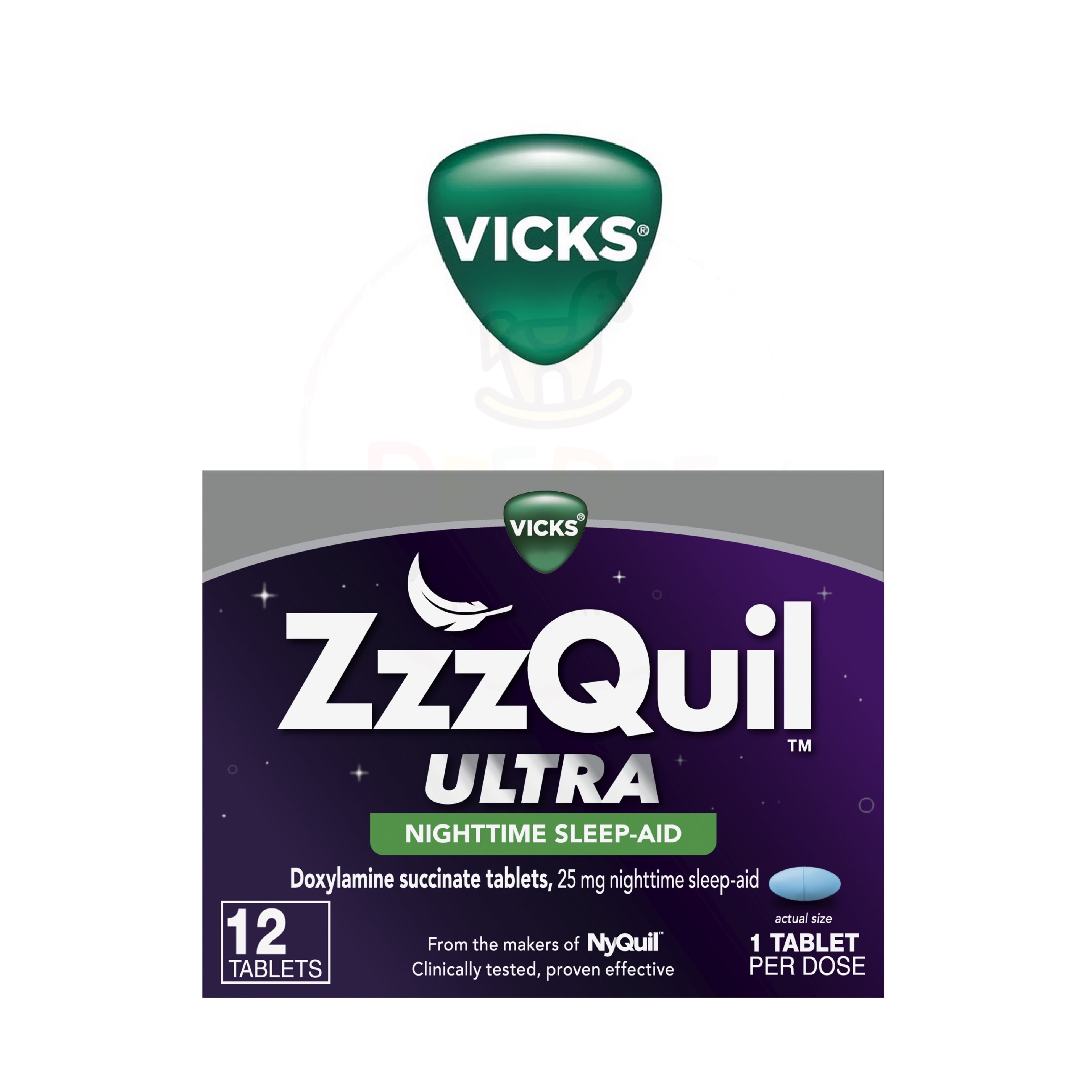 วิตามินเสริมการนอนหลับสูตรเข้มข้น Vicks ZzzQuil Ultra Nighttime Sleep-Aid (12 Tablets)