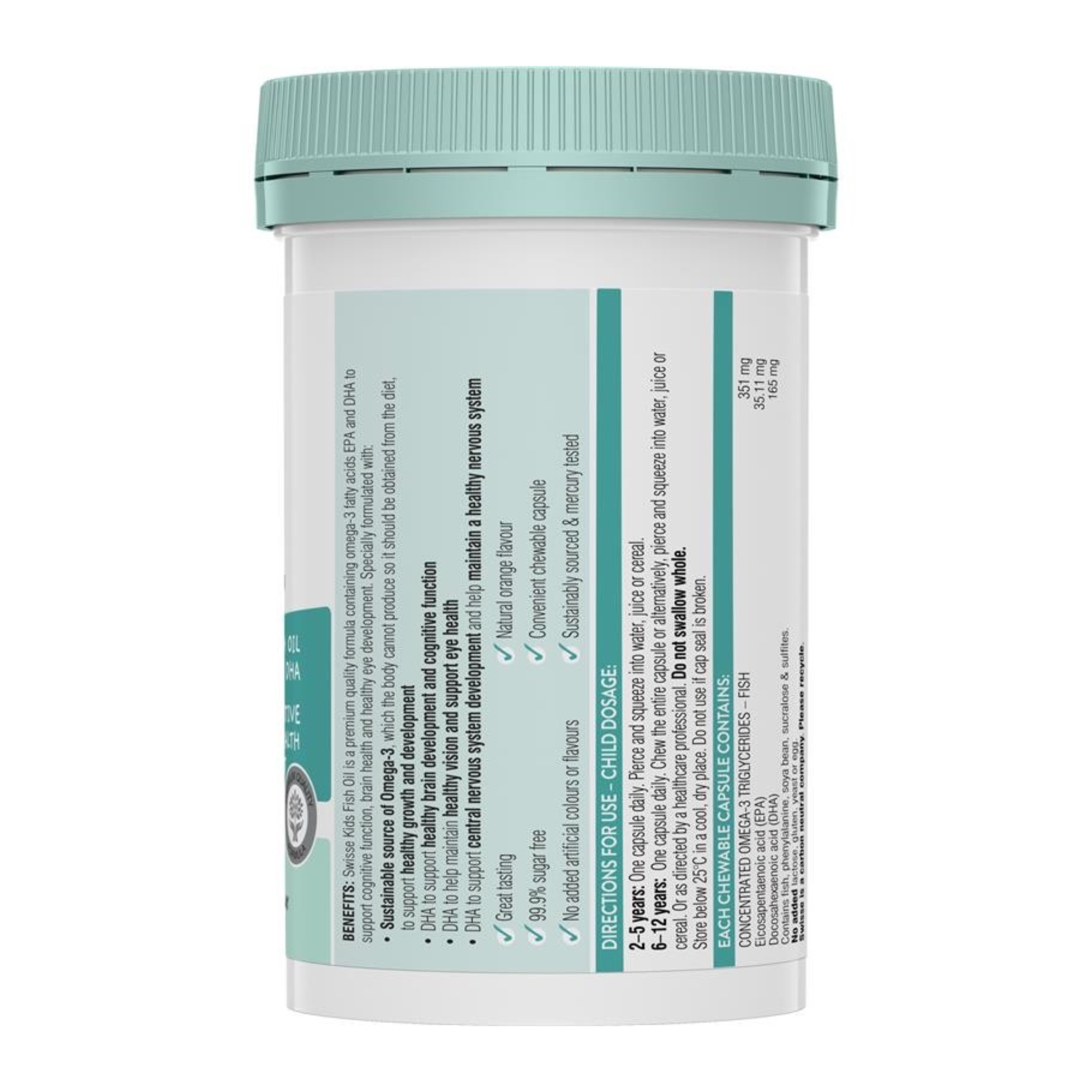 น้ำมันปลาบำรุงสมองและระบบประสาทสำหรับเด็ก Swisse Kids Fish Oil
