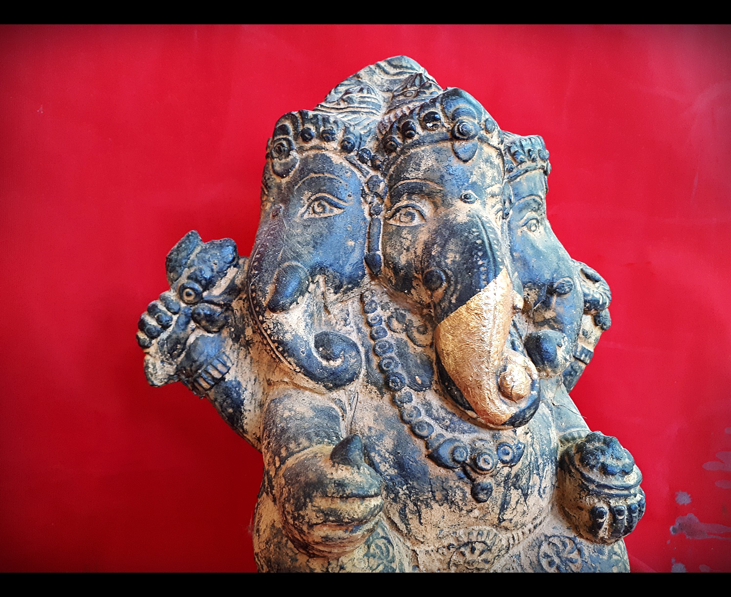 พระพิฆเนศ ปางประทานพร ทำเก่าโบราณ หน้าตัก 9นิ้ว เนื้อหิน