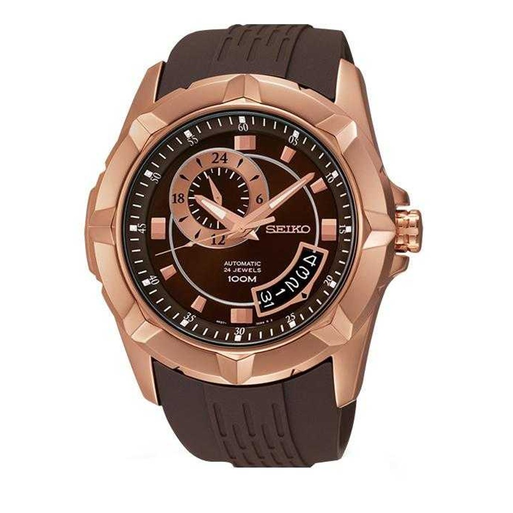 Seiko Automatic Brown Dial Brown Rubber Mens Watch SSA230K1