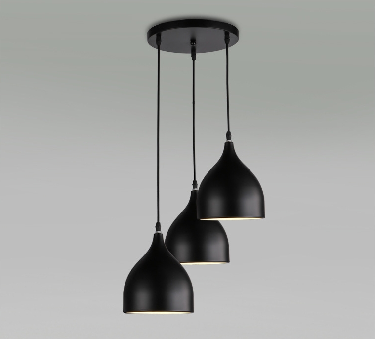 โคมไฟห้อยเพดาน โมเดิร์น 3 หัว ฐานกลม สีดำ [YS-1801]