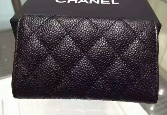 กระเป๋าสตางค์ cn caviar skin coin or card wallet สีดำและแดง ใบสั้น ใส่เหรียญใส่การ์ด