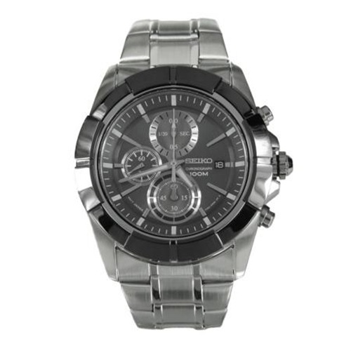 Seiko Lord Chronograph Black Dial Stainless Steel Mens Watch SNDE69P1
