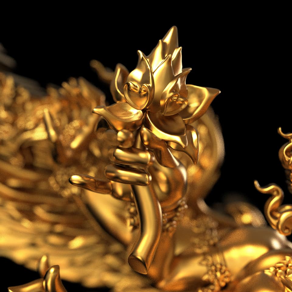 รูปหล่อ พญาครุฑ 6กร (พญานาค ราหู) เนื้อมหาชนวนทองจังโก้ (ขนาดตั้งบูชา 3นิ้ว) ปี2562